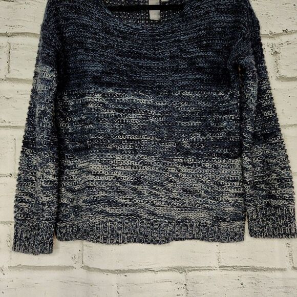 Anthroplogie Quinn Blue Gray Ombre Open Knit Long-Sleeved Sweater Size Small - Picture 4 of 12